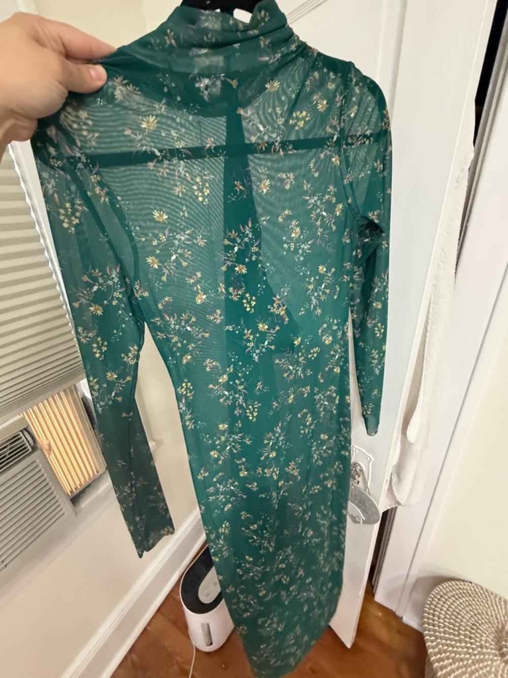 AFRM Sheer Floral Green Mesh Jumpsuit